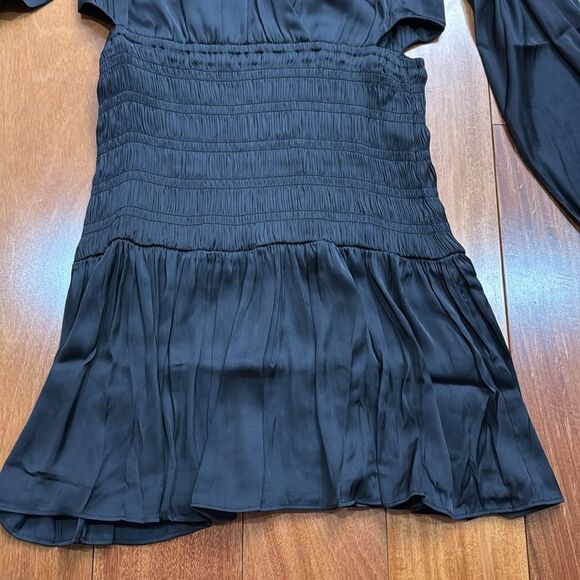 NWT Maje Rovely Black Satin Mini Dress FR 38 (US M) NWT MSRP $345 - Picture 9 of 13